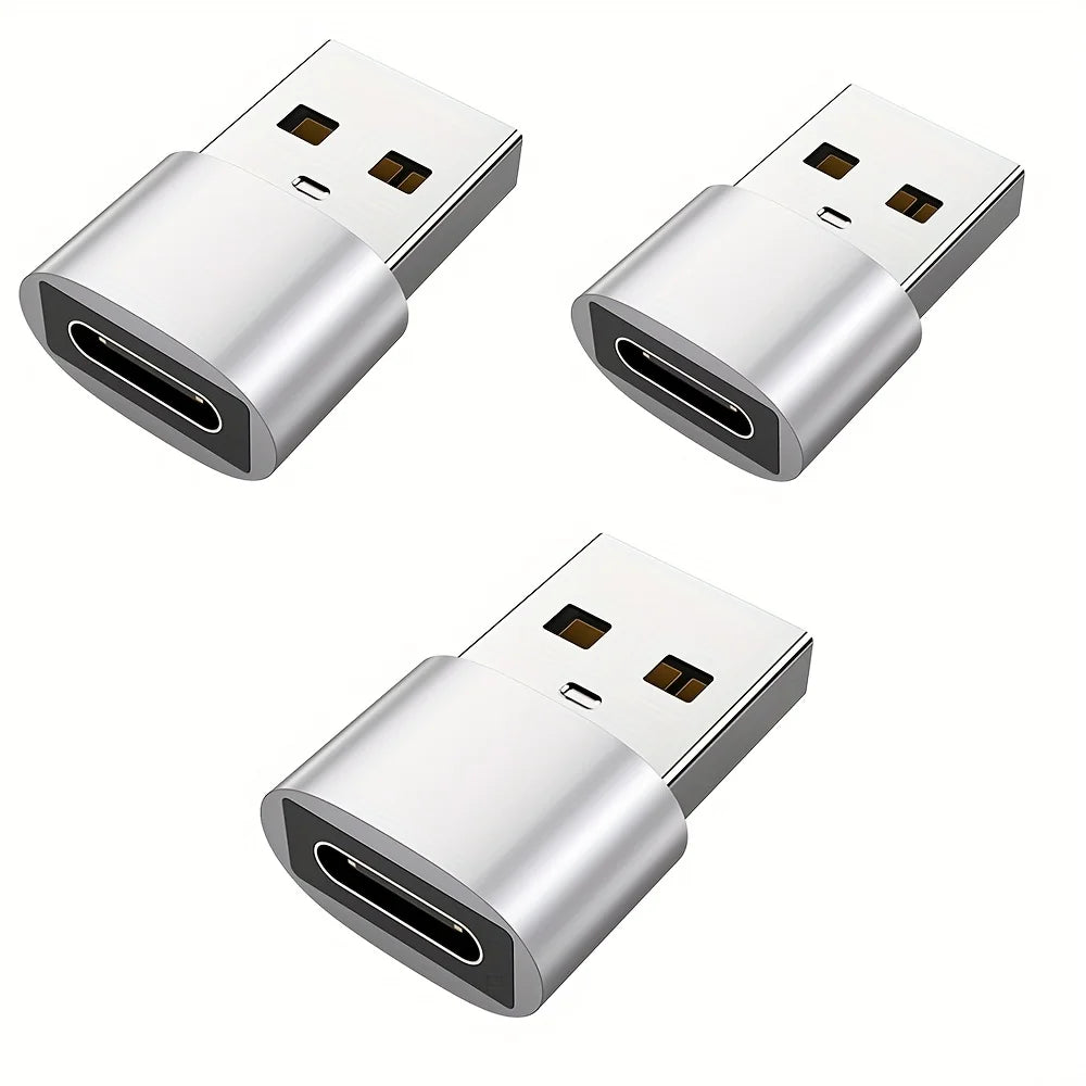 3-Pack USB to USB C Adapter, USB C Female to USB Male Super Fast Charging and OTG Converter Compatible with iPhone 15/14/13/12 P