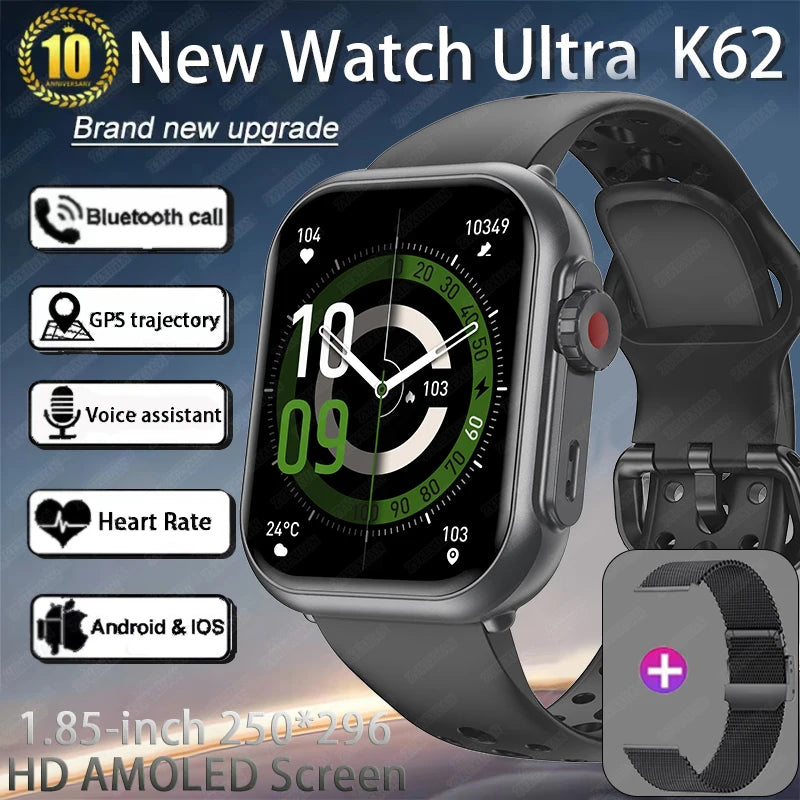 Reloj Inteligente Ultra 2 1000 mAh reloj inteligente hombres mujeres 1,85 pulgadas HD pantalla completamente táctil IP68 impermeable Bluetooth llamada Smartwatch
