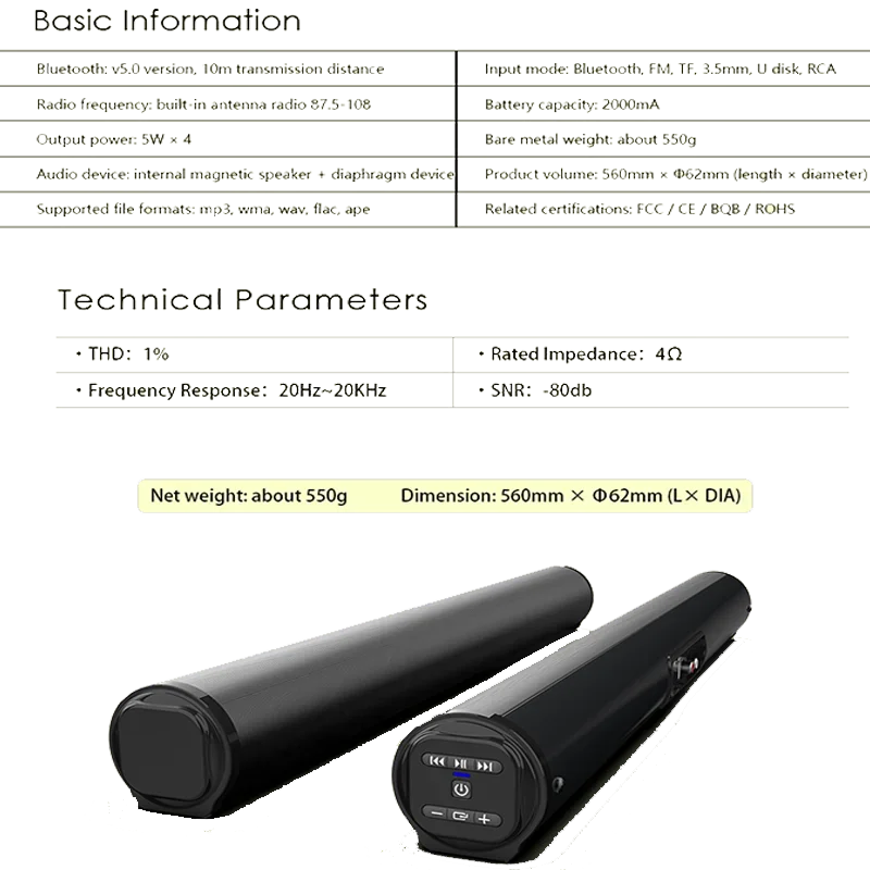 Barra de sonido súper potente, altavoz inalámbrico portátil con Bluetooth, estéreo envolvente, caja de sonido para TV en casa, Subwoofer, Radio FM, caixa de som