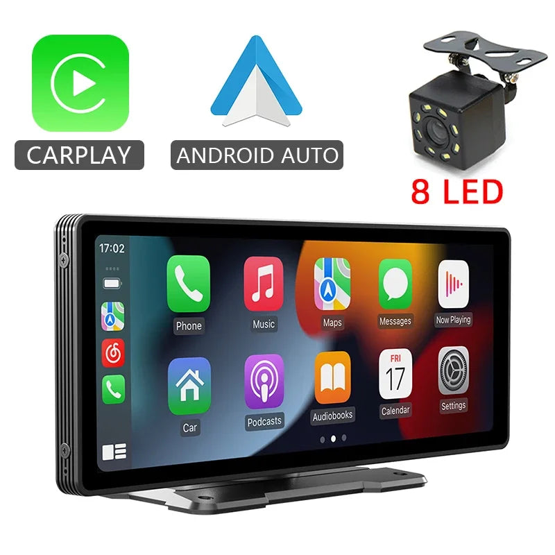 Reproductor de vídeo Multimedia con Radio para espejo de coche de 10,26 pulgadas, pantalla Universal inalámbrica Carplay Android Auto con Bluetooth AUX USB