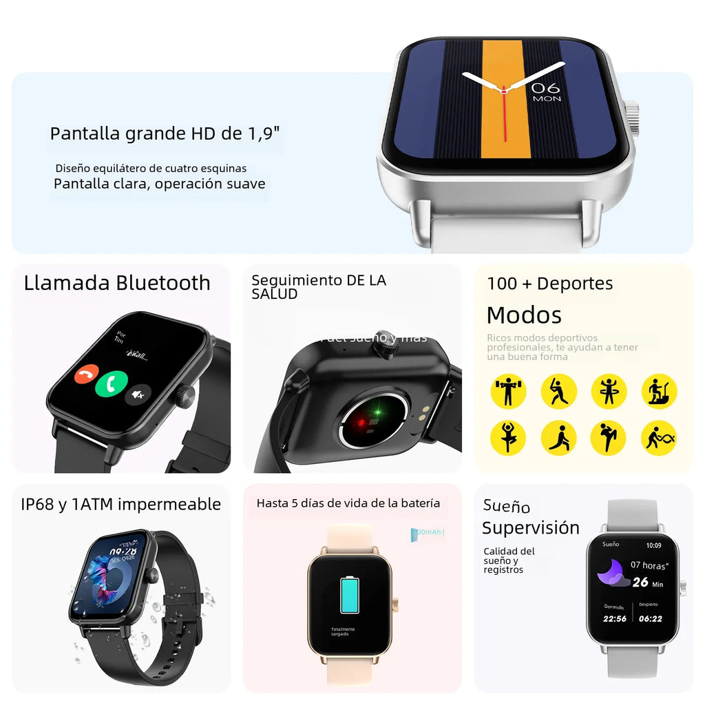 Reloj inteligente COLMI P81 con llamadas de voz, pantalla Ultra de 1,9 pulgadas, Monitor de salud 24H, más de 100 modos deportivos, reloj inteligente Bluetooth para hombres y mujeres