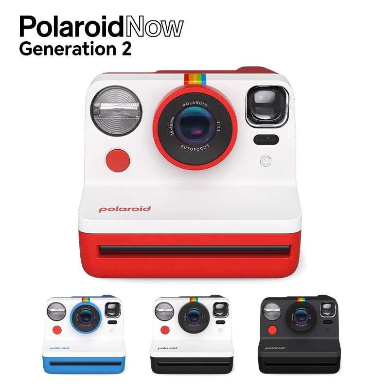 Polaroid Now + cámara controlada por aplicación, película instantánea Tipo I de segunda generación, Bluetooth conectado