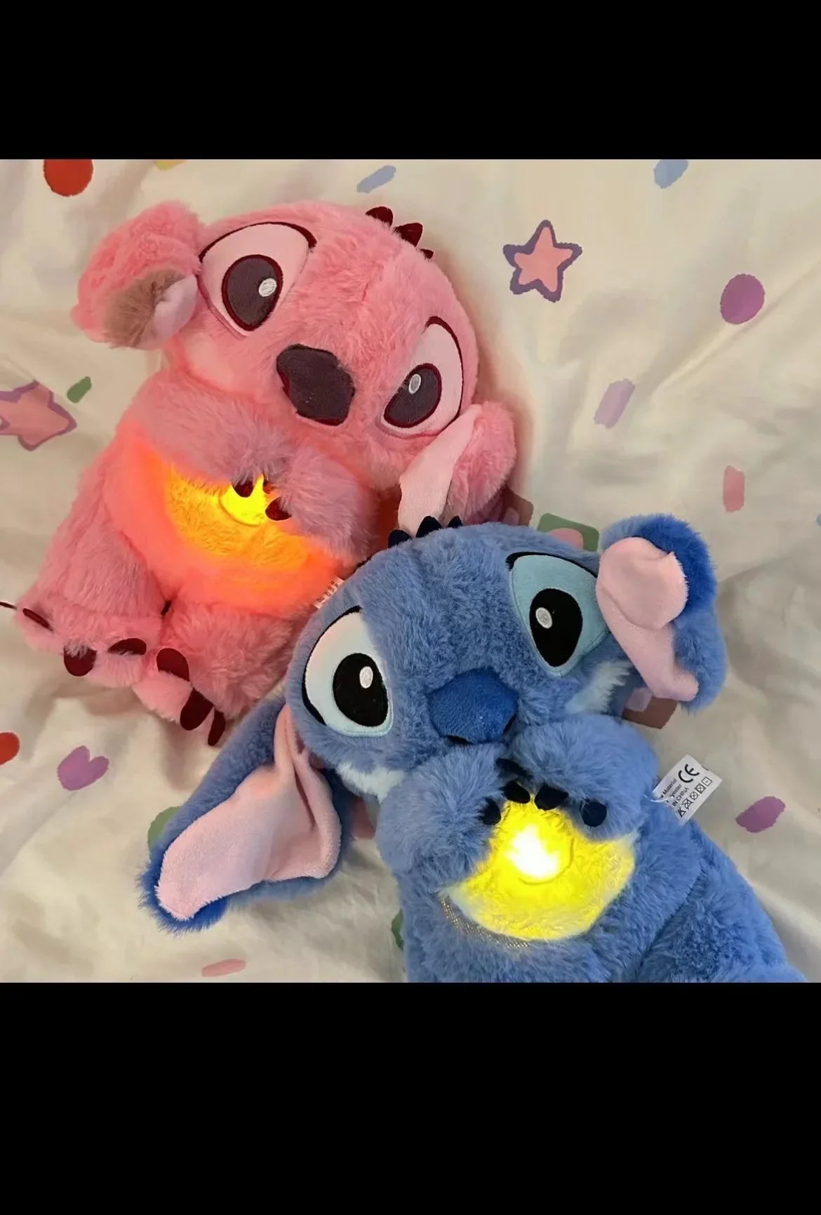 Stitch Anime muñeco de Peluche con iluminación música Airbag Kawaii apaciguar juguete bebé para calmar el sueño Peluche para niños regalo