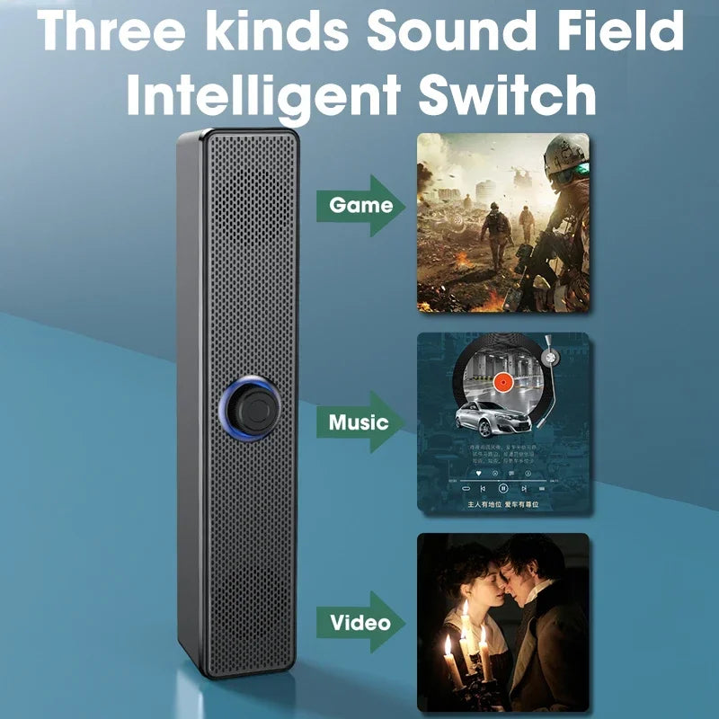 Altavoz envolvente 4D con Bluetooth, sistema de sonido de cine en casa, barra de sonido de ordenador para TV, Subwoofer, estéreo con cable, graves potentes