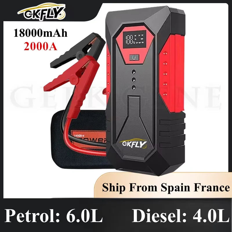 GKFLY 800A 1200A 2000A arrancador de batería de coche banco de energía grande refuerzo de batería de coche 12V dispositivo de arranque de coche para gasolina 6.0L diésel 4.0L