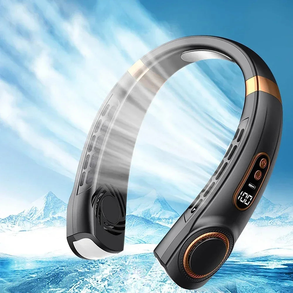 2025 Mini ventilador de cuello colgante, ventilador de cuello portátil sin aspas, Enfriador de aire, pantalla Digital, aire acondicionado recargable, ventilador de cuello