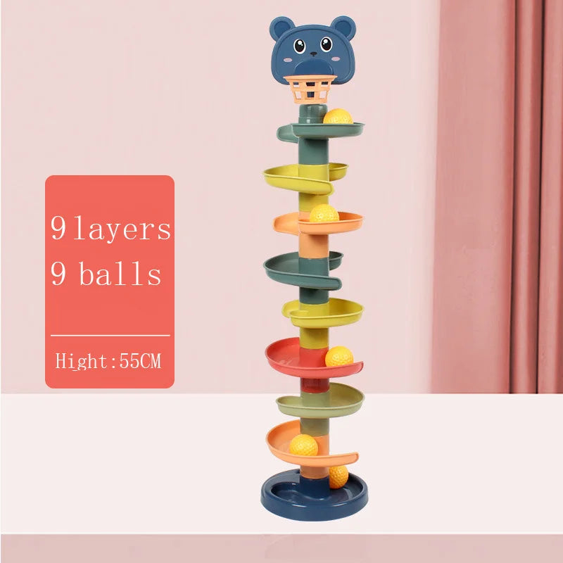Juguete educativo Montessori para bebé Torre giratoria de bolas giratoria para apilamiento regalo para recién nacido