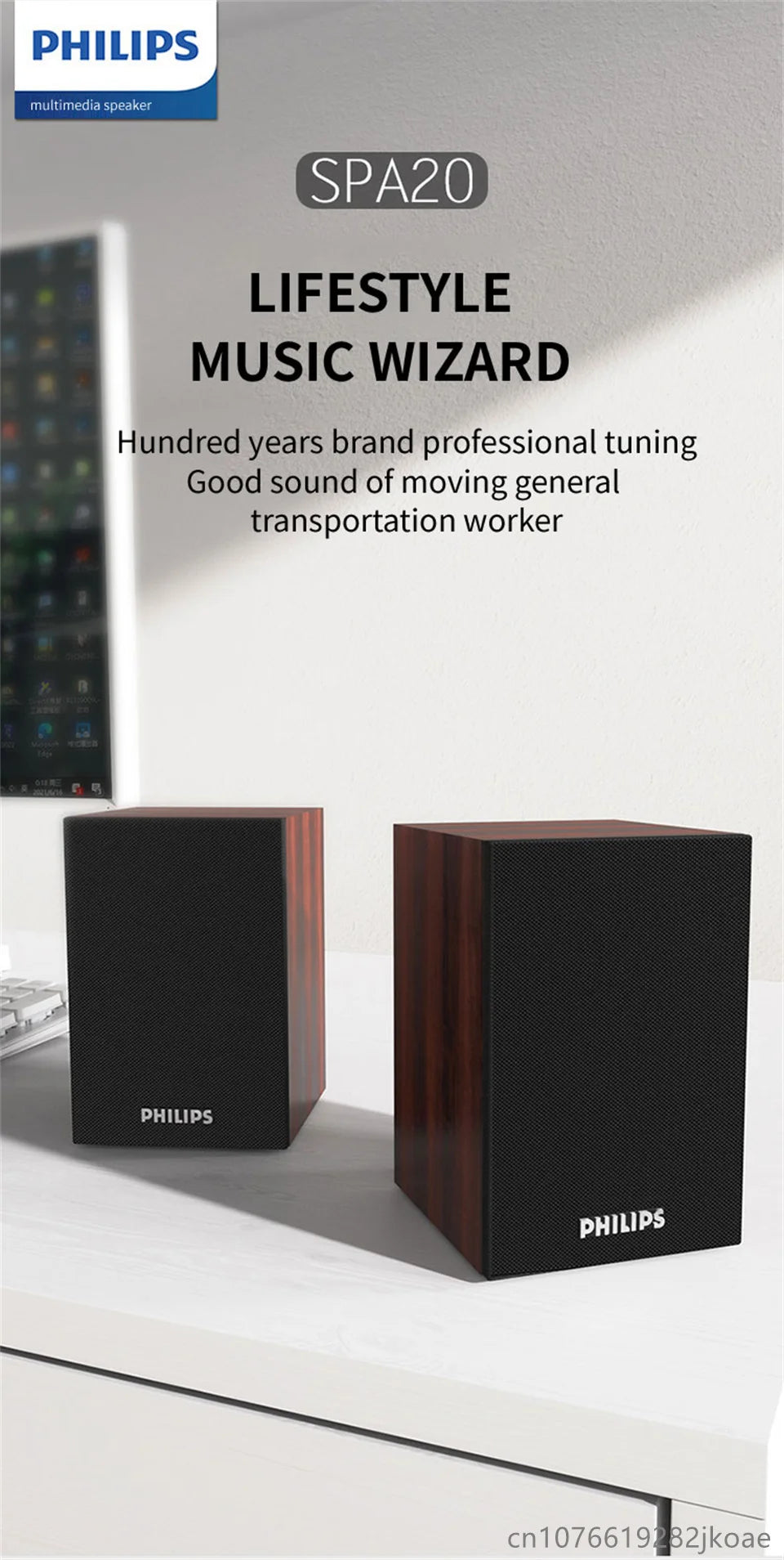 Philips SPA20 Altavoz Bluetooth con sonido envolvente de 360 grados Bluetooth Estéreo inalámbrico para computadora Macbook Laptop