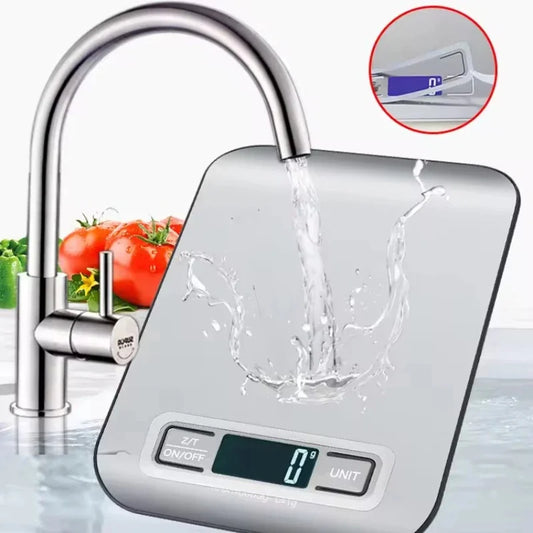 Báscula Digital de cocina con pantalla LED, Panel de acero inoxidable, balanzas electrónicas, joyería para el hogar, aperitivos, pesaje de alimentos, herramientas para hornear, 5kg/1g