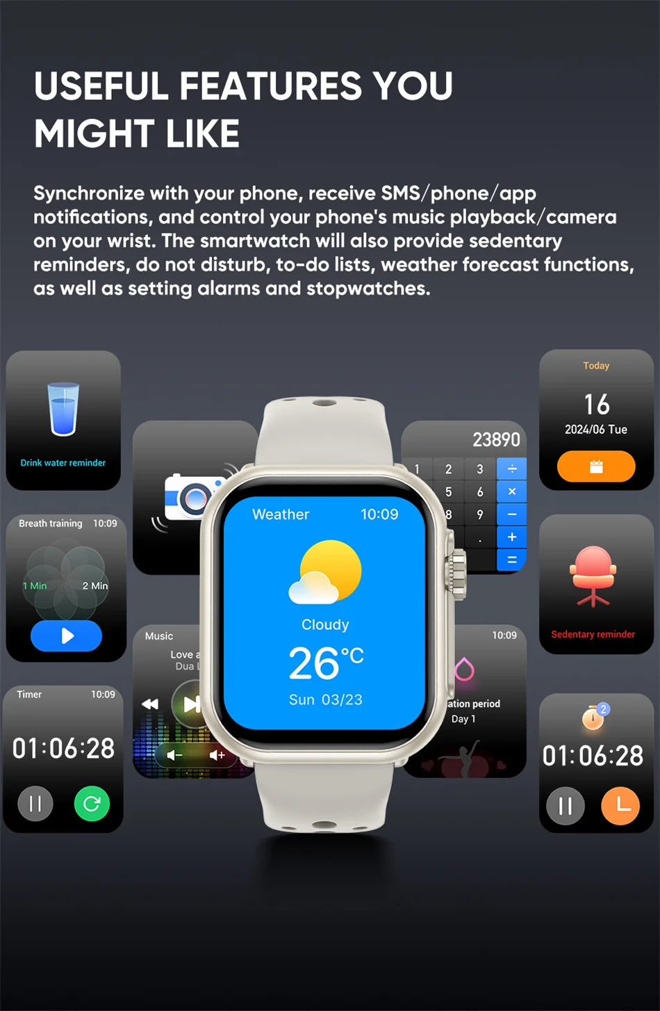 Reloj Inteligente Ultra 2 1000 mAh reloj inteligente hombres mujeres 1,85 pulgadas HD pantalla completamente táctil IP68 impermeable Bluetooth llamada Smartwatch