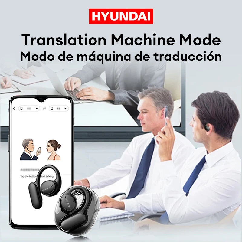 Choice HYUNDAI Openair5 AI auriculares de traducción Bluetooth tipo oreja colgante AI inteligente más de 100 idiomas reunión auricular regalo