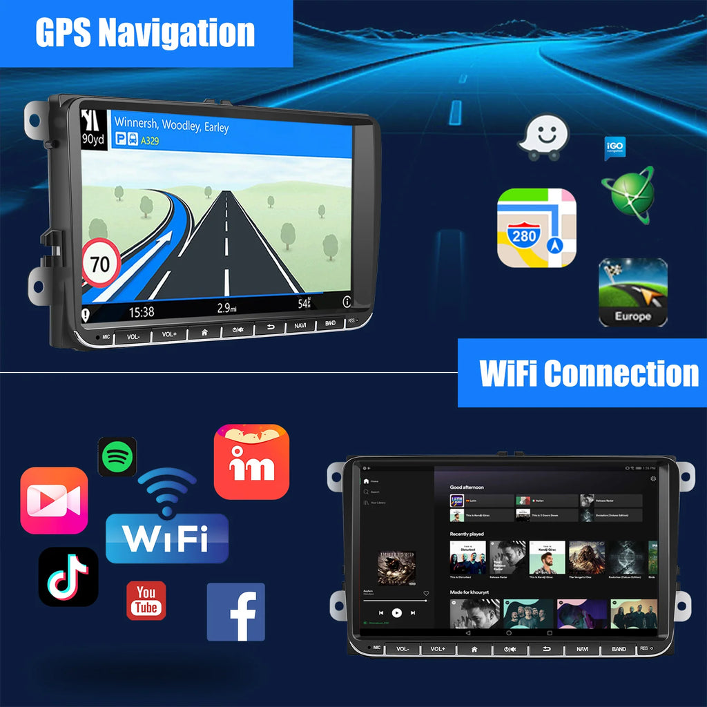 ESSGOO 9" Android 14 4G+64G Wireless Carplay Estéreo para Coche GPS NAVI WIFI RDS FM BT para VW Golf 5 6 Passat B6 B7 Polo 6R Touran Tiguan Caddy EOS Jetta T5 Seat Skoda