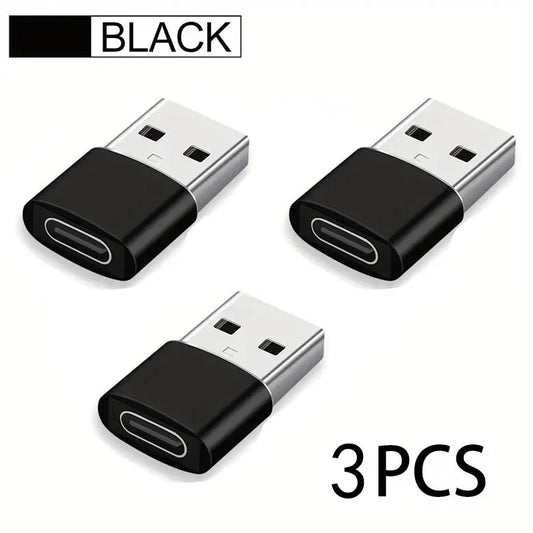 3-Pack USB to USB C Adapter, USB C Female to USB Male Super Fast Charging and OTG Converter Compatible with iPhone 15/14/13/12 P