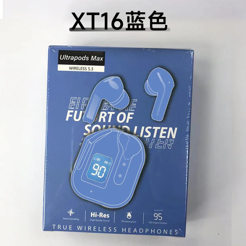 Xt16 Auriculares inalámbricos Bluetooth 5,3 Tws Auriculares deportivos intrauditivos con micrófono Pantalla digital LED para llamadas Juegos Música