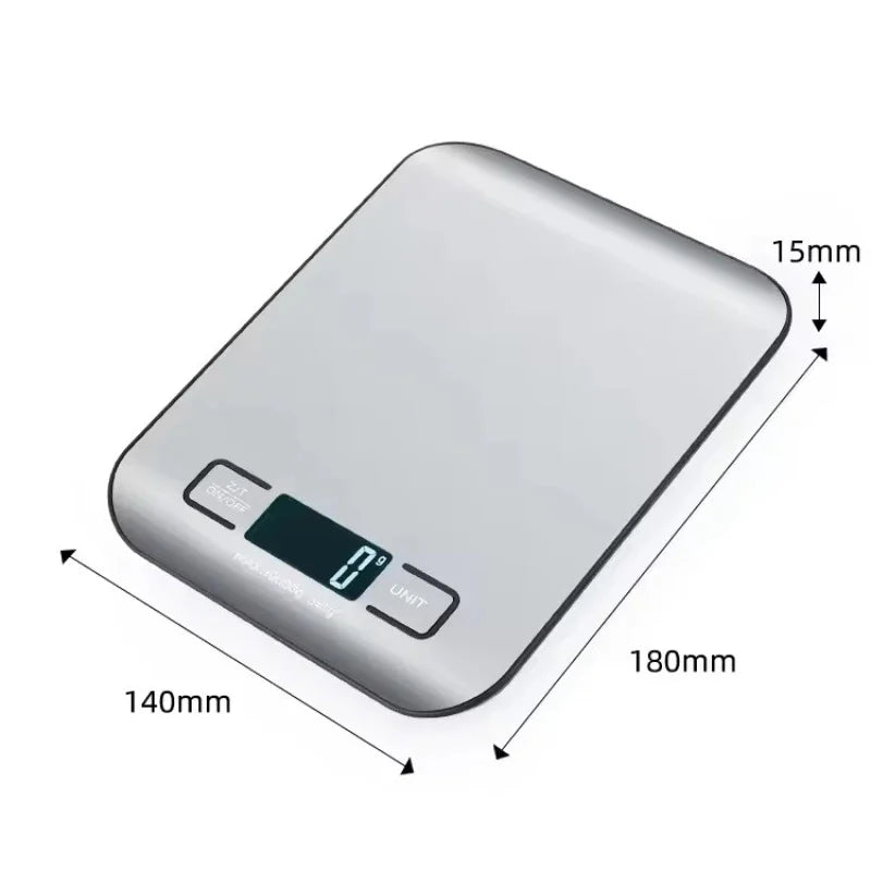 Báscula Digital de cocina con pantalla LED, Panel de acero inoxidable, balanzas electrónicas, joyería para el hogar, aperitivos, pesaje de alimentos, herramientas para hornear, 5kg/1g