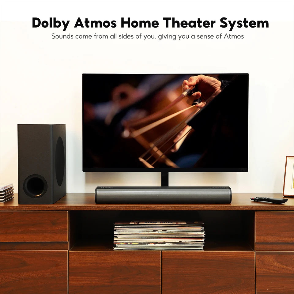 AIYIMA S07 Dolby -Barra de sonido 2,1, Subwoofer inalámbrico de 150W, altavoz de sistema 3D para TV, Bluetooth, HDMI/Aux/Opt/USB