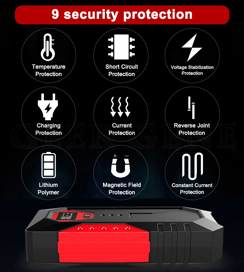 GKFLY 800A 1200A 2000A arrancador de batería de coche banco de energía grande refuerzo de batería de coche 12V dispositivo de arranque de coche para gasolina 6.0L diésel 4.0L