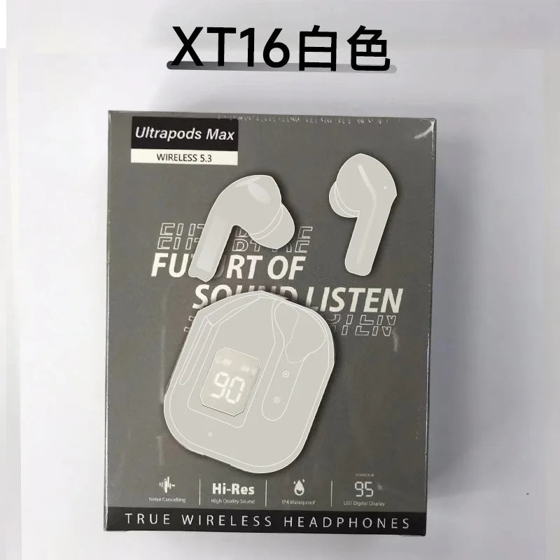 Xt16 Auriculares inalámbricos Bluetooth 5,3 Tws Auriculares deportivos intrauditivos con micrófono Pantalla digital LED para llamadas Juegos Música