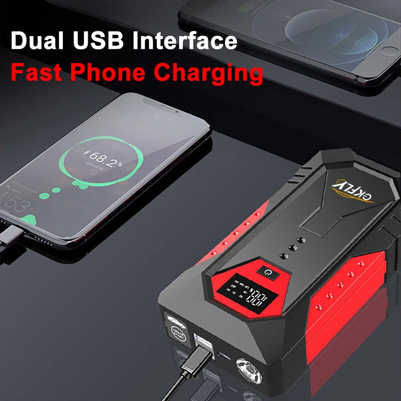 GKFLY 800A 1200A 2000A arrancador de batería de coche banco de energía grande refuerzo de batería de coche 12V dispositivo de arranque de coche para gasolina 6.0L diésel 4.0L