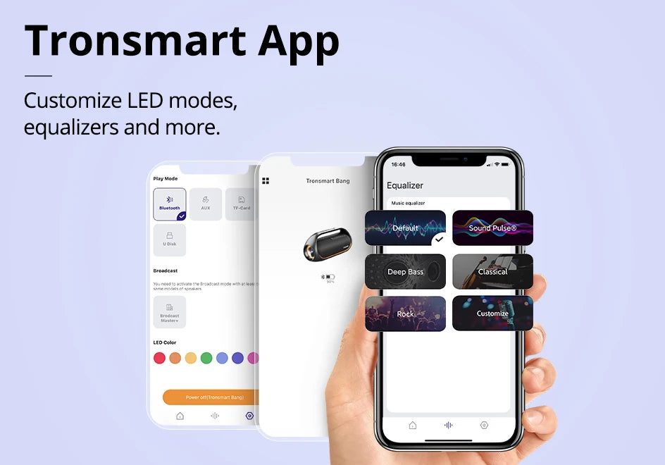 Altavoz Bluetooth Tronsmart Bang Altavoz portátil para fiestas con audio de alta resolución sin pérdidas, graves pesados, control por aplicación, mango portátil