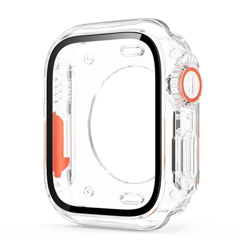 Funda protectora de pantalla para Apple Watch 45mm 44mm 40mm 41mm funda dura de parachoques trasero delantero de PC iwatch 9 8 7 SE 6 5 4 cambio a Ultra