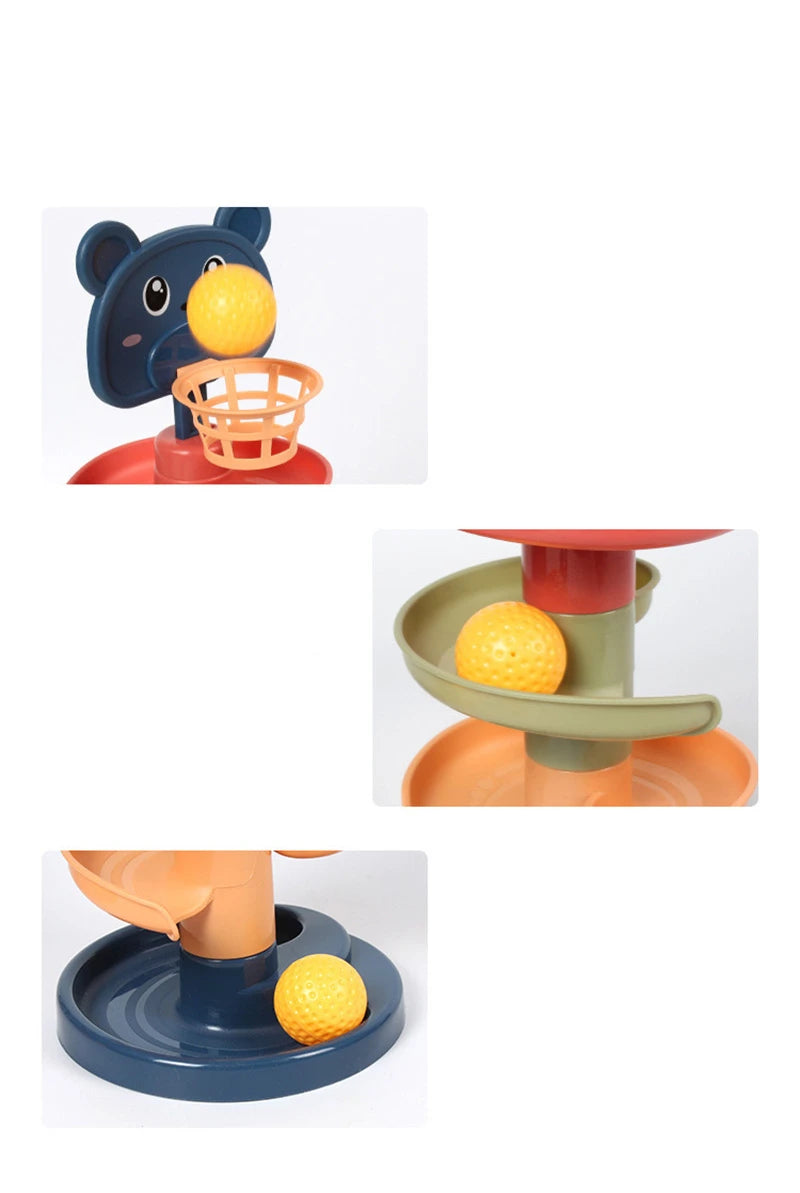 Juguete educativo Montessori para bebé Torre giratoria de bolas giratoria para apilamiento regalo para recién nacido