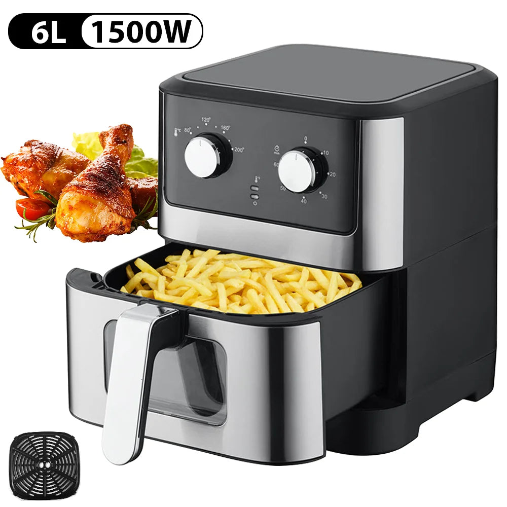 Freidoras de aire eléctricas de 4/5/6/7/10/12L, cocina doméstica automática sin aceite 360 ° Horno de convección para hornear freidora sin aceite