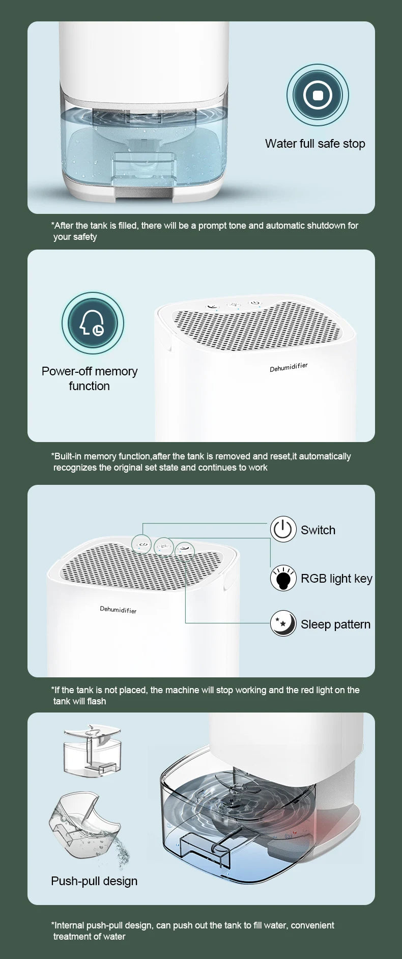 Deshumidificador de aire portátil, máquina absorbente de humedad silenciosa, secador de aire para el hogar, dormitorio, oficina, cocina, desodorante, enchufe UE/EE. UU.