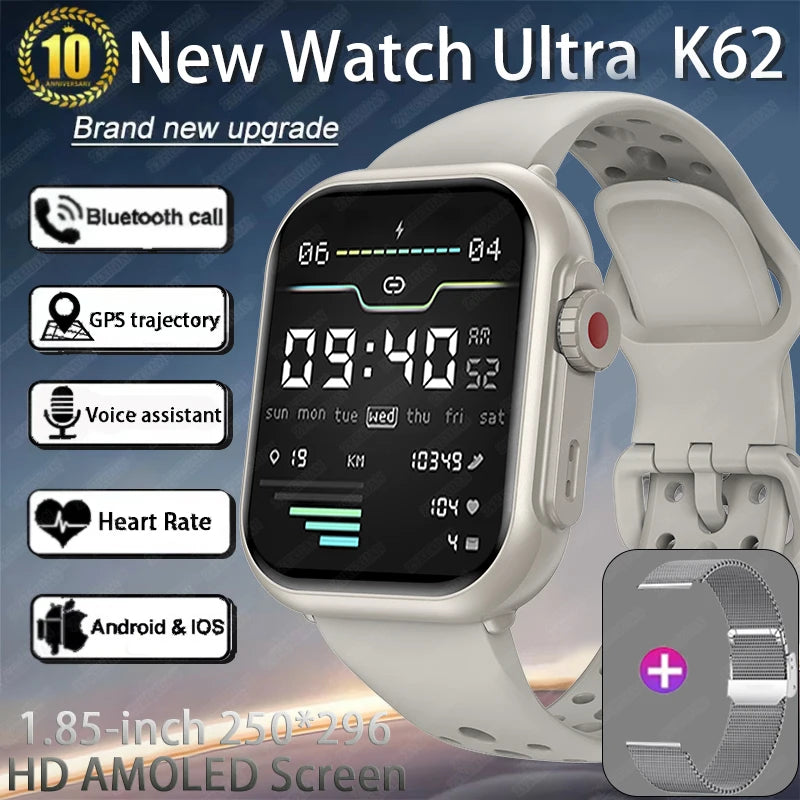 Reloj Inteligente Ultra 2 1000 mAh reloj inteligente hombres mujeres 1,85 pulgadas HD pantalla completamente táctil IP68 impermeable Bluetooth llamada Smartwatch