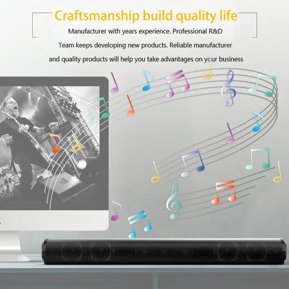Barra de sonido súper potente, altavoz inalámbrico portátil con Bluetooth, estéreo envolvente, caja de sonido para TV en casa, Subwoofer, Radio FM, caixa de som