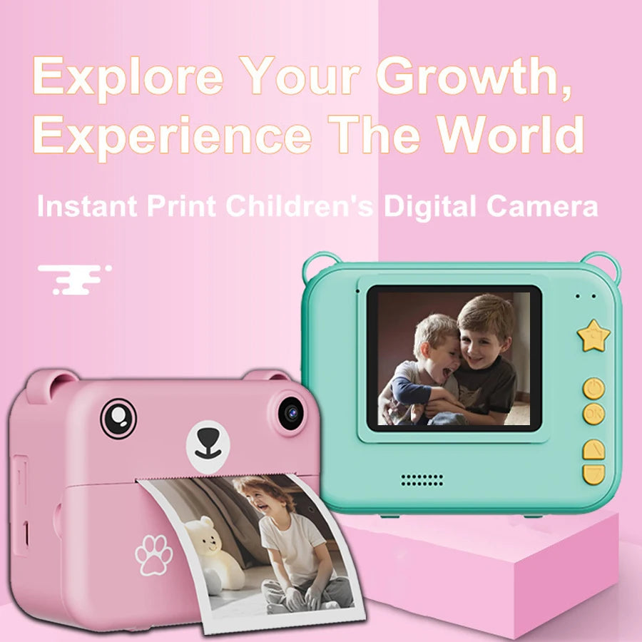 Cámara Digital para niños fotografía impresión instantánea foto 1080P HD grabadora de vídeo Mini impresora térmica regalos educativos de cumpleaños