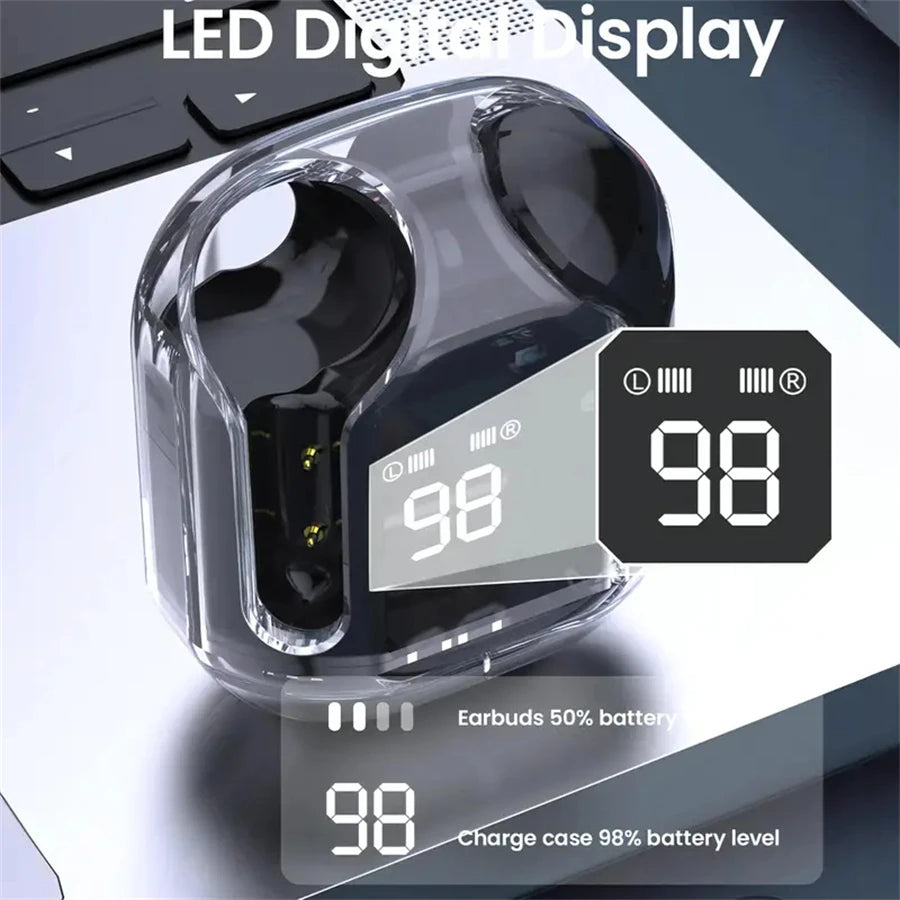 Auriculares inalámbricos Bluetooth T2 originales, auriculares HIFI transparentes con pantalla Digital de potencia LED, auriculares con sonido estéreo para teléfono