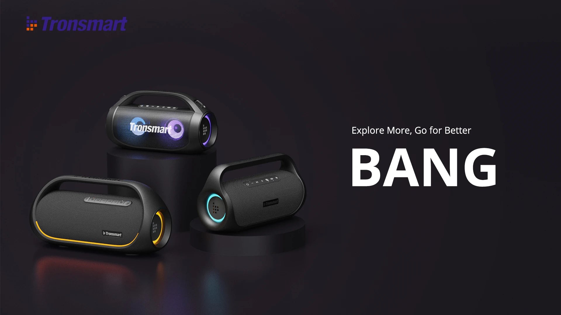 Altavoz Bluetooth Tronsmart Bang Altavoz portátil para fiestas con audio de alta resolución sin pérdidas, graves pesados, control por aplicación, mango portátil