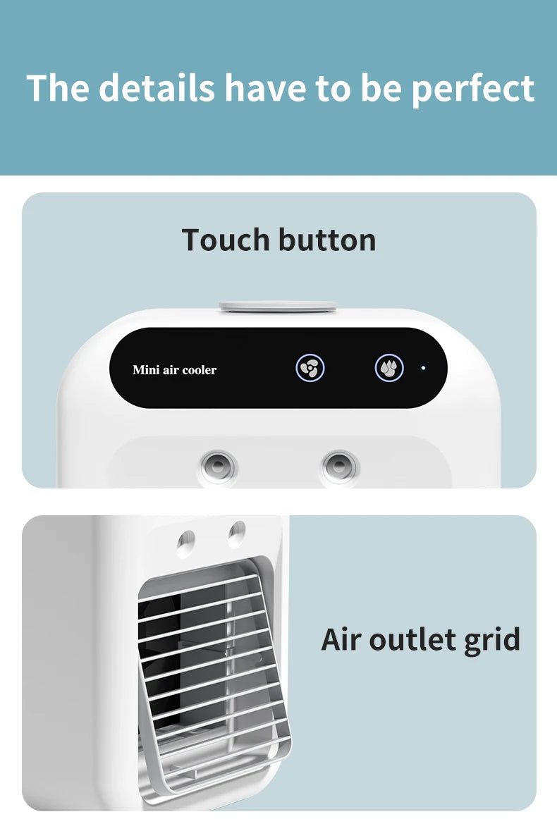 Aire acondicionado portátil, ventilador enfriador, humidificador, ventilador de ventilación de CA para coche, refrigeración de verano, fragancia, refrigerador, viaje de oficina