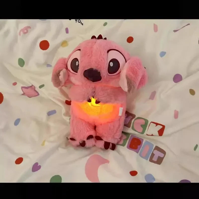 Stitch Anime muñeco de Peluche con iluminación música Airbag Kawaii apaciguar juguete bebé para calmar el sueño Peluche para niños regalo