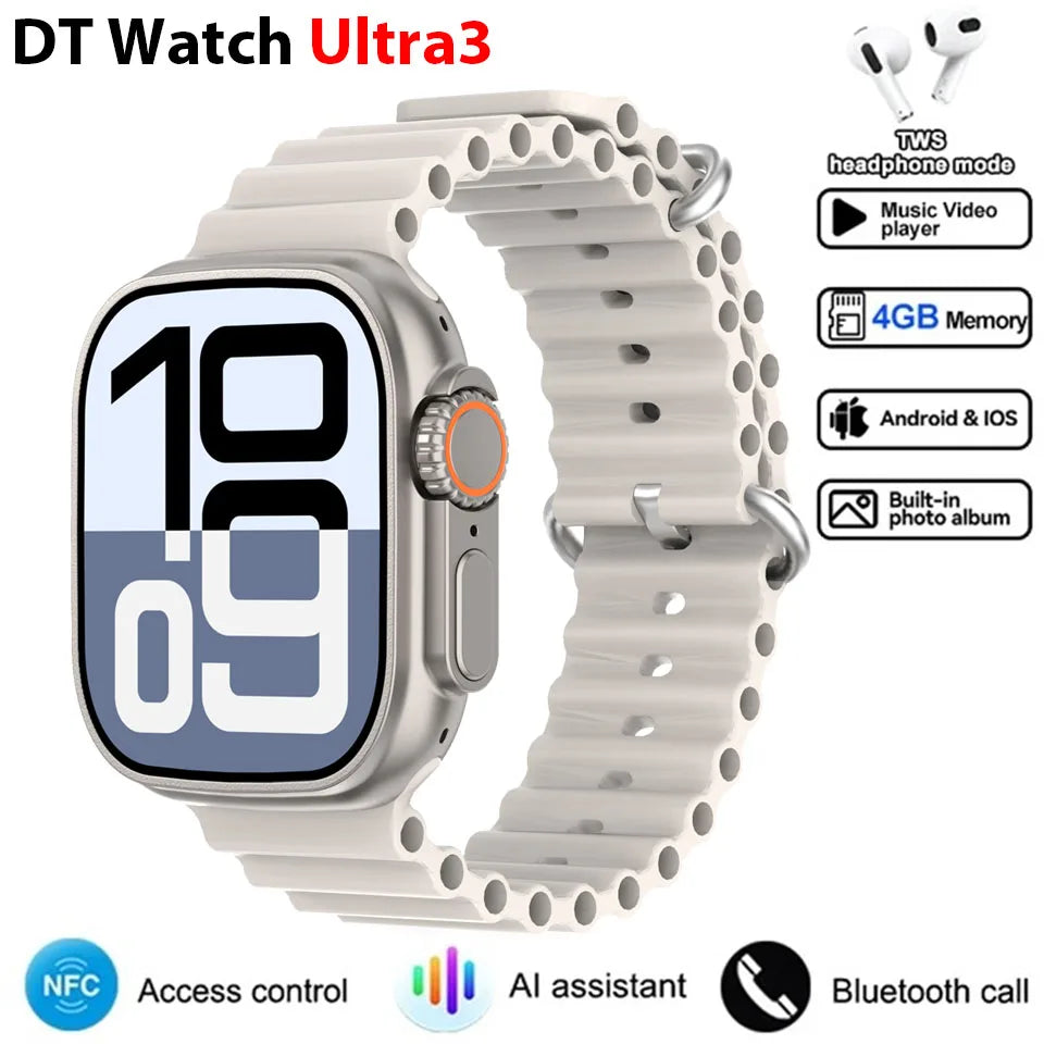DT Ultra 3 Smartwatch pantalla Amoled 4GB reproductor MP3 MP4 Bluetooth red compartido aplicación tienda ChatGPT reloj inteligente AI hombre Sportwatch