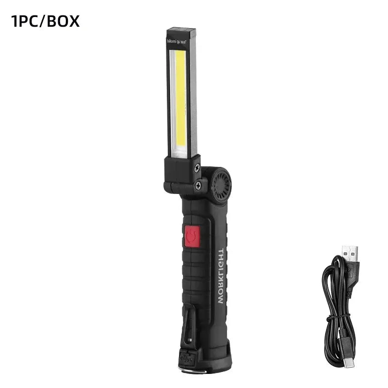 Linterna LED recargable por USB para acampar, luz de trabajo con imán y gancho, modo de iluminación impermeable, adecuada para trabajo nocturno