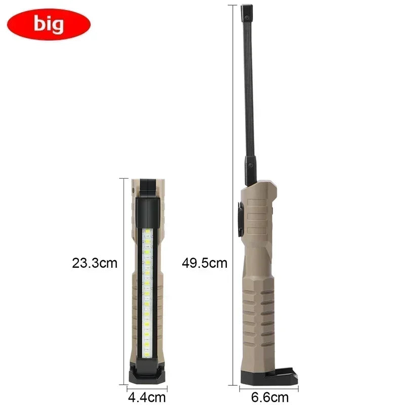 Linterna LED de trabajo plegable COB XPE, linterna de mano con batería integrada, lámpara de inspección de coche de emergencia, estroboscópica SOS roja