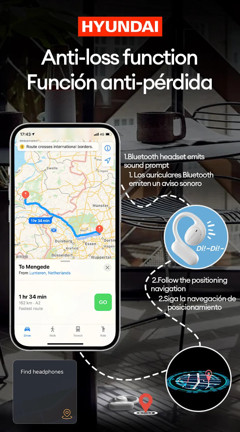 Choice HYUNDAI Openair5 AI auriculares de traducción Bluetooth tipo oreja colgante AI inteligente más de 100 idiomas reunión auricular regalo