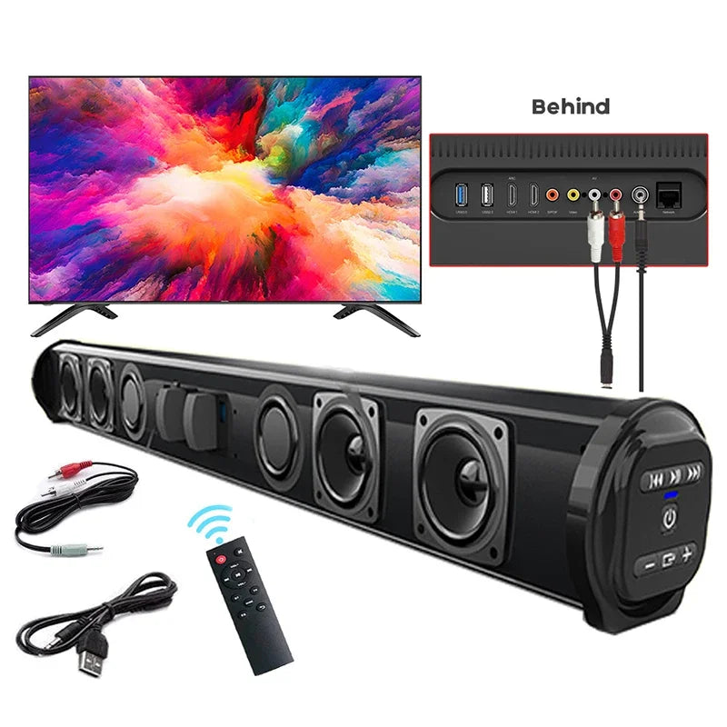 Barra de sonido súper potente, altavoz inalámbrico portátil con Bluetooth, estéreo envolvente, caja de sonido para TV en casa, Subwoofer, Radio FM, caixa de som
