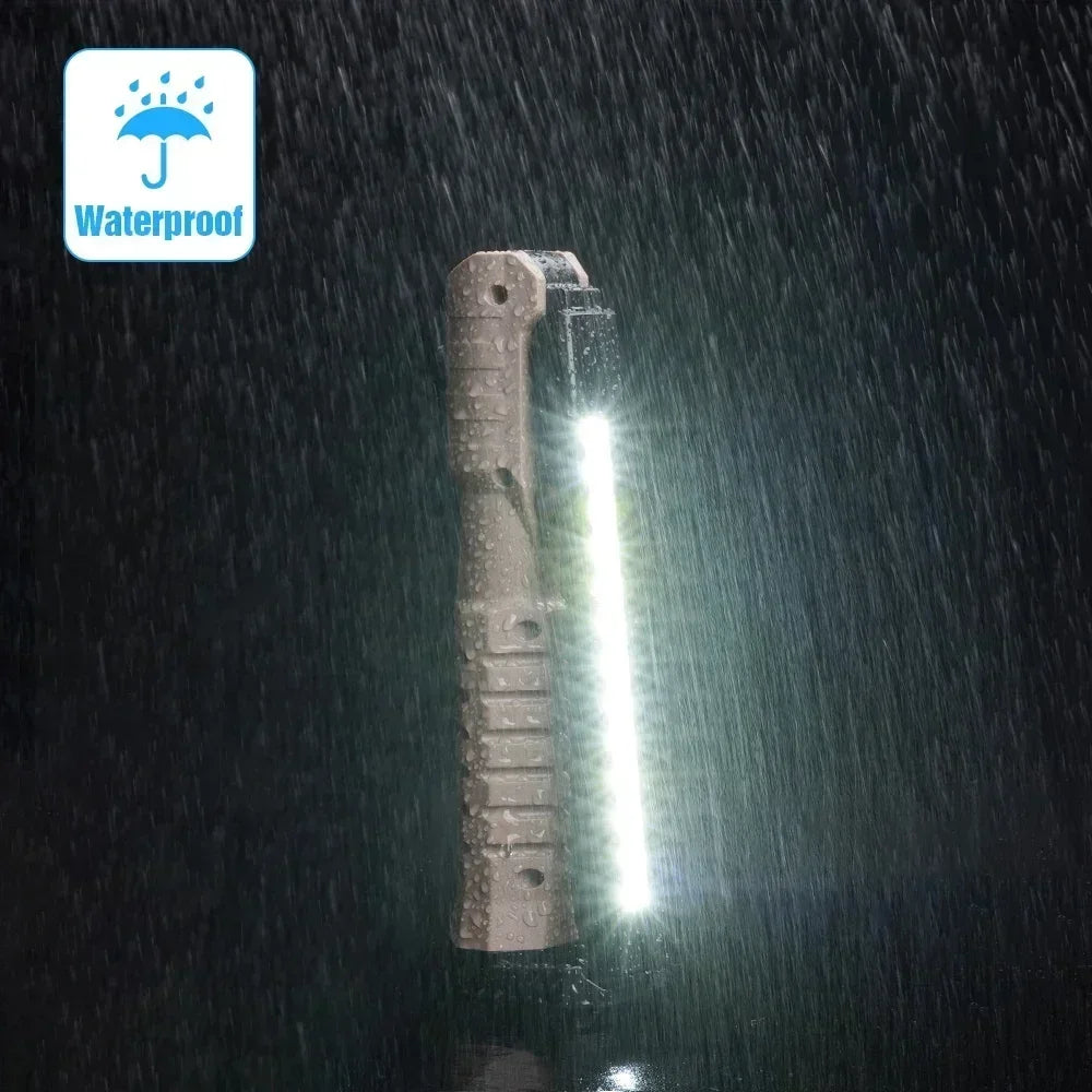 Luz de trabajo LED recargable por USB, linterna COB de 1000 lúmenes con indicador de capacidad de energía, linterna con mango para reparación de automóviles al aire libre