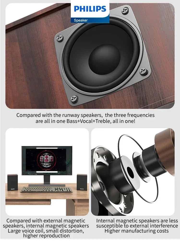 Philips SPA20 Altavoz Bluetooth con sonido envolvente de 360 grados Bluetooth Estéreo inalámbrico para computadora Macbook Laptop