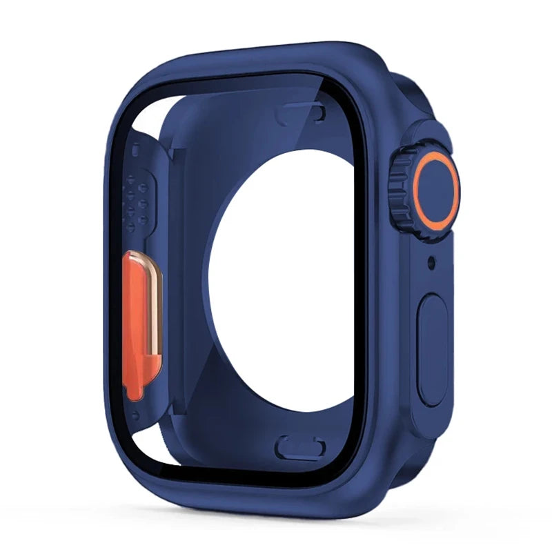 Funda protectora de pantalla para Apple Watch 45mm 44mm 40mm 41mm funda dura de parachoques trasero delantero de PC iwatch 9 8 7 SE 6 5 4 cambio a Ultra