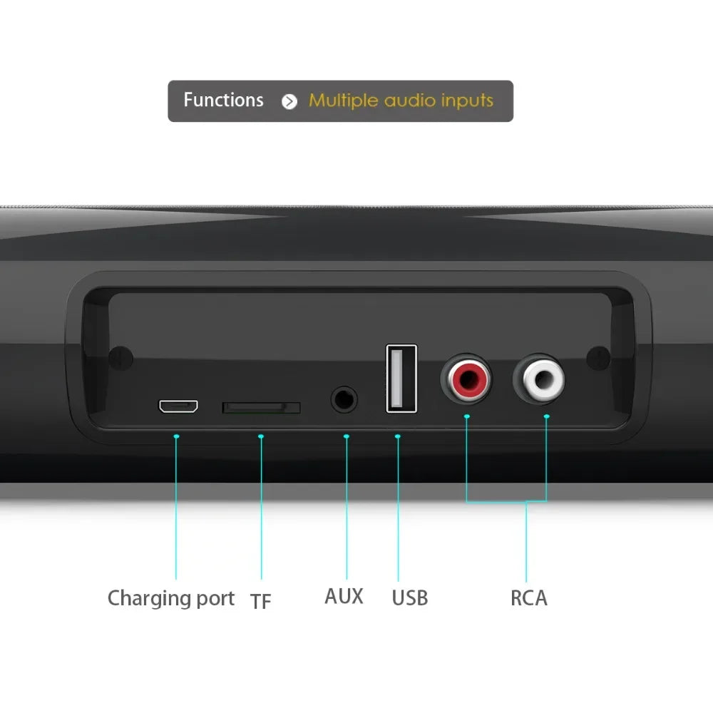Barra de sonido súper potente, altavoz inalámbrico portátil con Bluetooth, estéreo envolvente, caja de sonido para TV en casa, Subwoofer, Radio FM, caixa de som