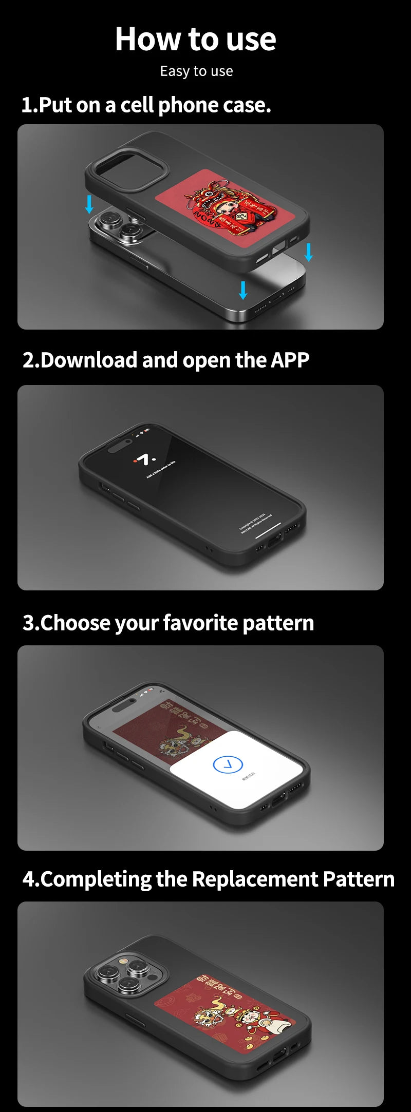 Nueva Funda Digital con pantalla de E ink de 4,0 pulgadas para iPhone 16 16e 15 14 13pro max NFC foto personalizada Funda trasera móvil con soporte