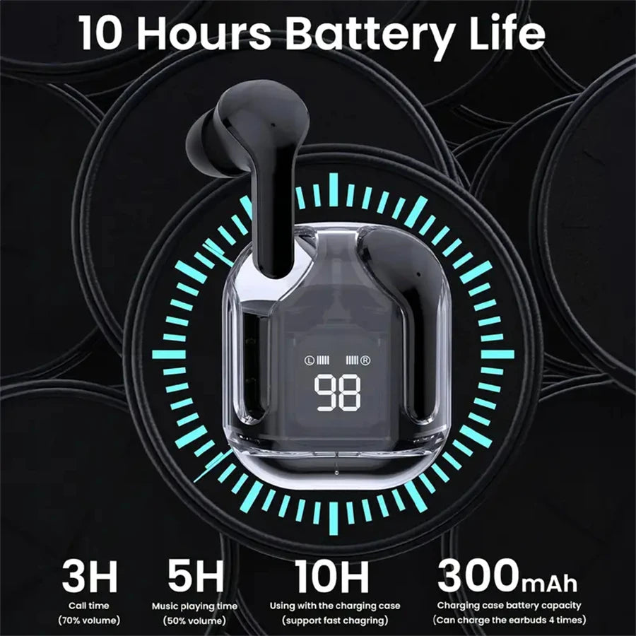 Auriculares inalámbricos Bluetooth T2 originales, auriculares HIFI transparentes con pantalla Digital de potencia LED, auriculares con sonido estéreo para teléfono