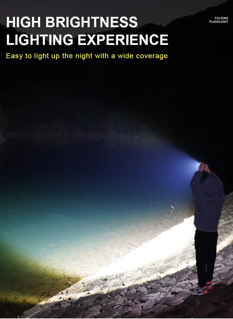 Luz de trabajo LED recargable por USB, linterna COB de 1000 lúmenes con indicador de capacidad de energía, linterna con mango para reparación de automóviles al aire libre