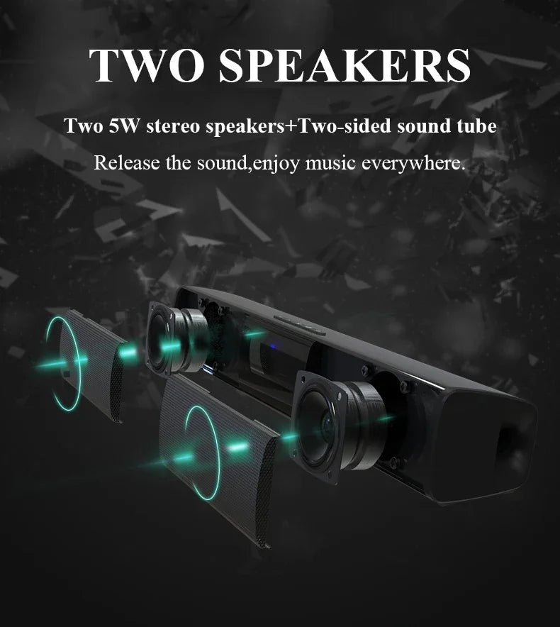 Barra de sonido súper potente, altavoz inalámbrico portátil con Bluetooth, estéreo envolvente, caja de sonido para TV en casa, Subwoofer, Radio FM, caixa de som