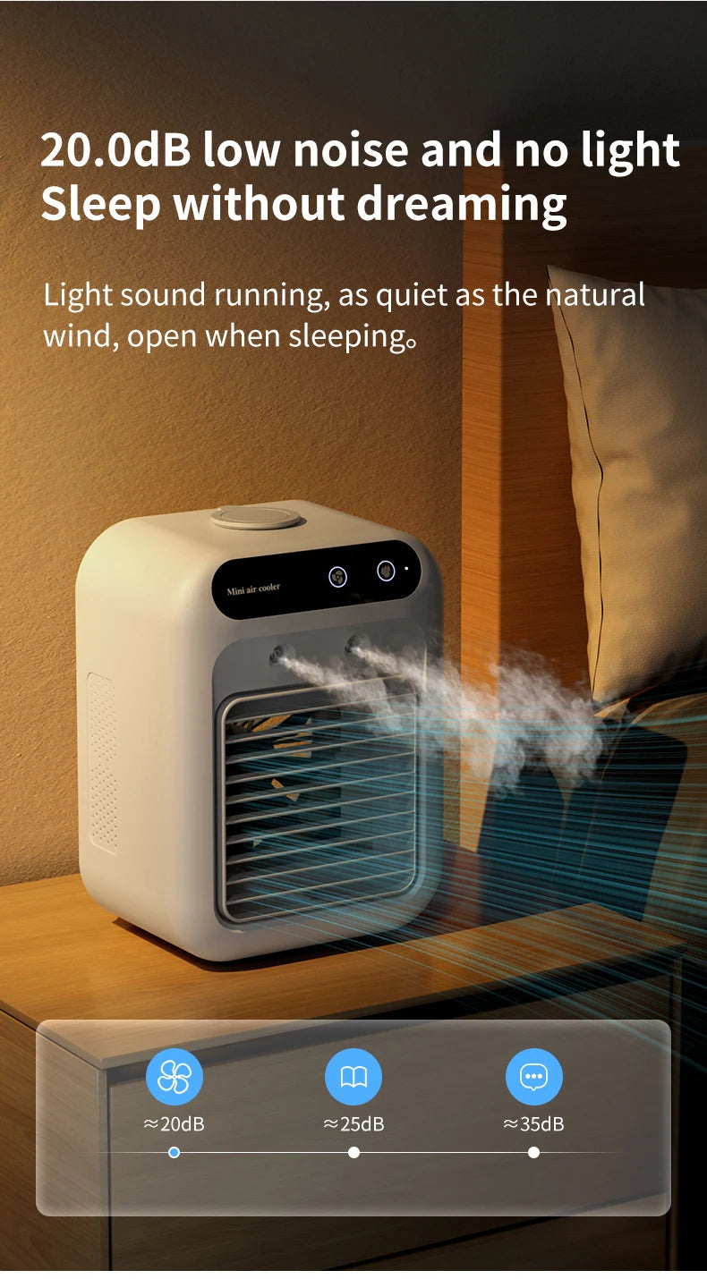 Aire acondicionado portátil, ventilador enfriador, humidificador, ventilador de ventilación de CA para coche, refrigeración de verano, fragancia, refrigerador, viaje de oficina