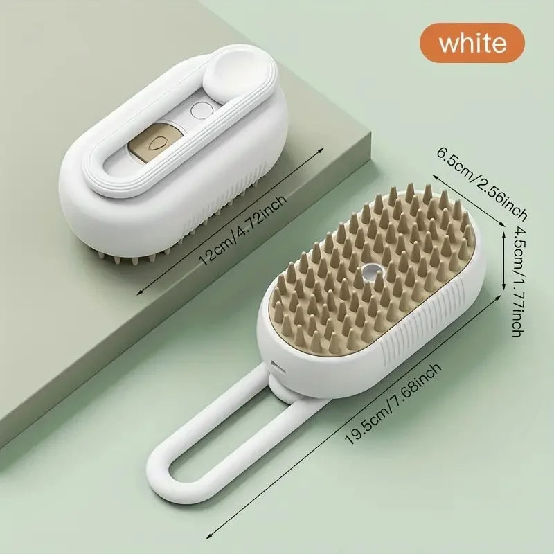 Cepillo de masaje en aerosol para perros y gatos, pulverizador de vapor de un botón, cepillo de depilación flotante giratorio plegable para baño, peine